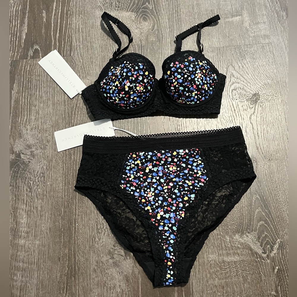 Stella McCartney*Hailey Huddling Balconette Bra 34B + High Waist Underwear $239